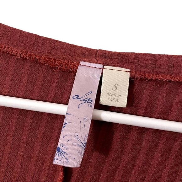 Alya deep coral tunic top long sleeved sweater pockets ribbed knit material - Picture 3 of 6